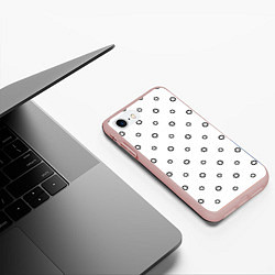 Чехол iPhone 7/8 матовый Черно-белый узор в горошек, цвет: 3D-светло-розовый — фото 2