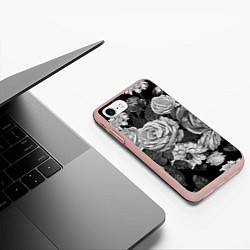 Чехол iPhone 7/8 матовый Розы, цвет: 3D-светло-розовый — фото 2