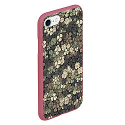 Чехол iPhone 7/8 матовый Камуфляж с клевером, цвет: 3D-малиновый — фото 2
