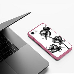 Чехол iPhone 7/8 матовый Дымящие розы, цвет: 3D-малиновый — фото 2