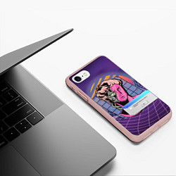 Чехол iPhone 7/8 матовый Vaporwave Cyborg Statue, цвет: 3D-светло-розовый — фото 2
