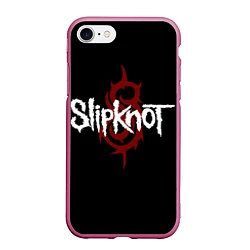 Чехол iPhone 7/8 матовый Slipknot Надпись, цвет: 3D-малиновый