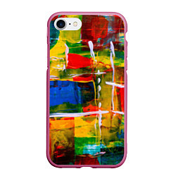 Чехол iPhone 7/8 матовый КРАСКИ, цвет: 3D-малиновый