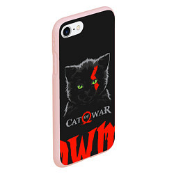 Чехол iPhone 7/8 матовый Cat of war, цвет: 3D-светло-розовый — фото 2