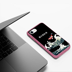 Чехол iPhone 7/8 матовый Японский Стиль Карп Кои, цвет: 3D-малиновый — фото 2