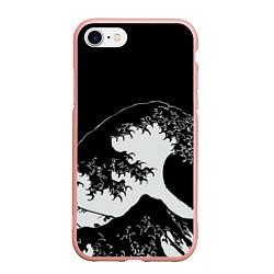 Чехол iPhone 7/8 матовый Волна Канагава, цвет: 3D-светло-розовый