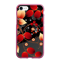 Чехол iPhone 7/8 матовый Ягодная роспись, цвет: 3D-малиновый