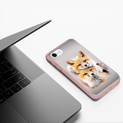 Чехол iPhone 7/8 матовый Лисята, цвет: 3D-светло-розовый — фото 2