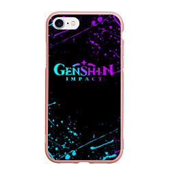 Чехол iPhone 7/8 матовый GENSHIN IMPACT NEON LOGO, цвет: 3D-светло-розовый