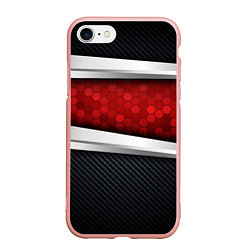 Чехол iPhone 7/8 матовый 3D Красные соты металлические, цвет: 3D-светло-розовый