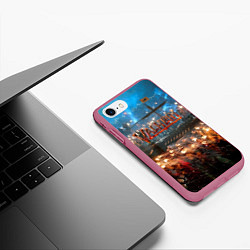 Чехол iPhone 7/8 матовый Valheim Корабль, цвет: 3D-малиновый — фото 2