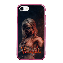 Чехол iPhone 7/8 матовый Valheim девушка воин, цвет: 3D-малиновый