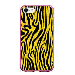 Чехол iPhone 7/8 матовый Тигровые полоски, цвет: 3D-малиновый