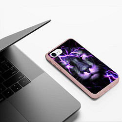 Чехол iPhone 7/8 матовый НЕОНОВЫЙ ЛЕВ NEON LION, цвет: 3D-светло-розовый — фото 2