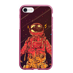 Чехол iPhone 7/8 матовый Космос, цвет: 3D-малиновый