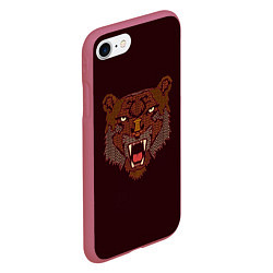 Чехол iPhone 7/8 матовый Морда медведя, цвет: 3D-малиновый — фото 2