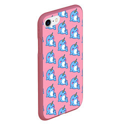 Чехол iPhone 7/8 матовый Дельфинчики Единорожки, цвет: 3D-малиновый — фото 2