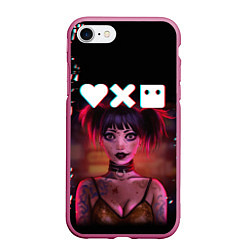 Чехол iPhone 7/8 матовый Love, Death and Robots Lora Glitch Z, цвет: 3D-малиновый