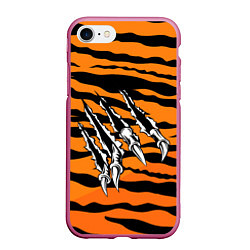 Чехол iPhone 7/8 матовый След от когтей тигра, цвет: 3D-малиновый