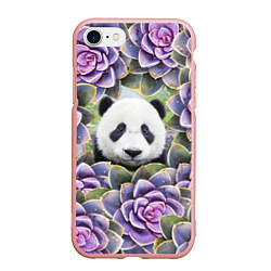 Чехол iPhone 7/8 матовый Панда среди цветов