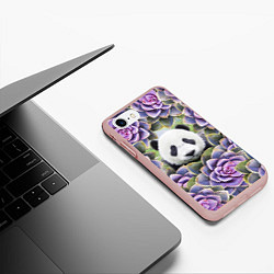 Чехол iPhone 7/8 матовый Панда среди цветов, цвет: 3D-светло-розовый — фото 2