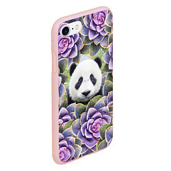Чехол iPhone 7/8 матовый Панда среди цветов, цвет: 3D-светло-розовый — фото 2