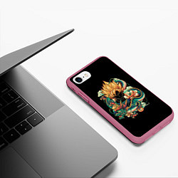 Чехол iPhone 7/8 матовый Dragon Ball Retro Style, цвет: 3D-малиновый — фото 2