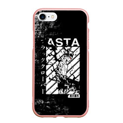 Чехол iPhone 7/8 матовый Чёрный Аста Чёрный Клевер, цвет: 3D-светло-розовый