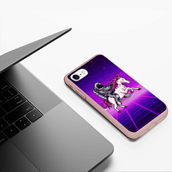 Чехол iPhone 7/8 матовый Космонавт на единороге, цвет: 3D-светло-розовый — фото 2