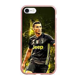 Чехол iPhone 7/8 матовый Cristiano Ronaldo Juventus, цвет: 3D-светло-розовый