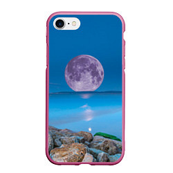 Чехол iPhone 7/8 матовый Лунный пляж, цвет: 3D-малиновый