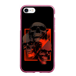 Чехол iPhone 7/8 матовый Skulls Черепа, цвет: 3D-малиновый