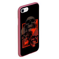 Чехол iPhone 7/8 матовый Skulls Черепа, цвет: 3D-малиновый — фото 2