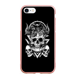 Чехол iPhone 7/8 матовый Черепа и Вороны Skulls Raven, цвет: 3D-светло-розовый