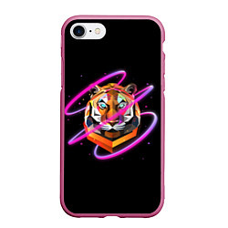 Чехол iPhone 7/8 матовый Тигр, цвет: 3D-малиновый