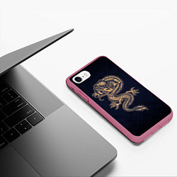 Чехол iPhone 7/8 матовый Дракон, цвет: 3D-малиновый — фото 2