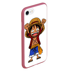 Чехол iPhone 7/8 матовый One piece Луффи ликует, цвет: 3D-малиновый — фото 2