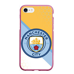 Чехол iPhone 7/8 матовый MANCHESTER CITY МАНЧЕСТЕР, цвет: 3D-малиновый