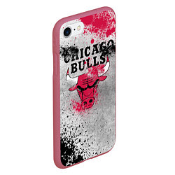 Чехол iPhone 7/8 матовый CHICAGO BULLS 8, цвет: 3D-малиновый — фото 2