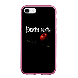Чехол iPhone 7/8 матовый Death Note яблоко и ручка, цвет: 3D-малиновый