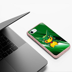 Чехол iPhone 7/8 матовый Пикачу - дракон, цвет: 3D-светло-розовый — фото 2