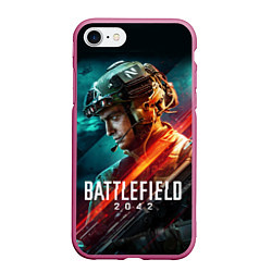 Чехол iPhone 7/8 матовый BATTLEFIELD 2042 Батлфилд, цвет: 3D-малиновый