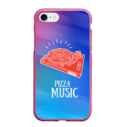 Чехол iPhone 7/8 матовый PIZZA MUSIC, цвет: 3D-малиновый