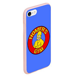 Чехол iPhone 7/8 матовый Спортзал Гомера, цвет: 3D-светло-розовый — фото 2