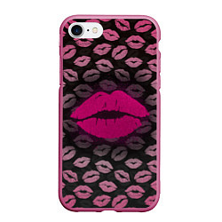 Чехол iPhone 7/8 матовый Малиновые губы, цвет: 3D-малиновый