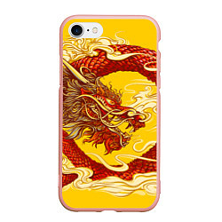 Чехол iPhone 7/8 матовый Китайский Дракон, China Dragon, цвет: 3D-светло-розовый