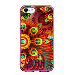 Чехол iPhone 7/8 матовый Тропики, цвет: 3D-малиновый