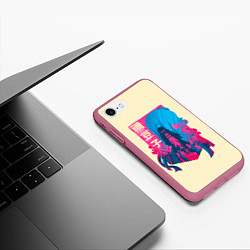 Чехол iPhone 7/8 матовый Nezuko Neon, цвет: 3D-малиновый — фото 2