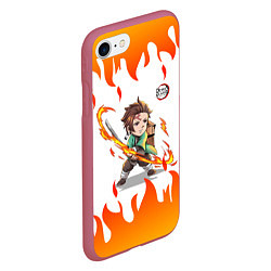 Чехол iPhone 7/8 матовый Kimetsu No Yaiba Zenitsu Z, цвет: 3D-малиновый — фото 2