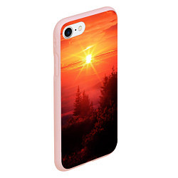 Чехол iPhone 7/8 матовый УТРЕННИЙ РАССВЕТ НАД ОБЛАКАМИ, цвет: 3D-светло-розовый — фото 2